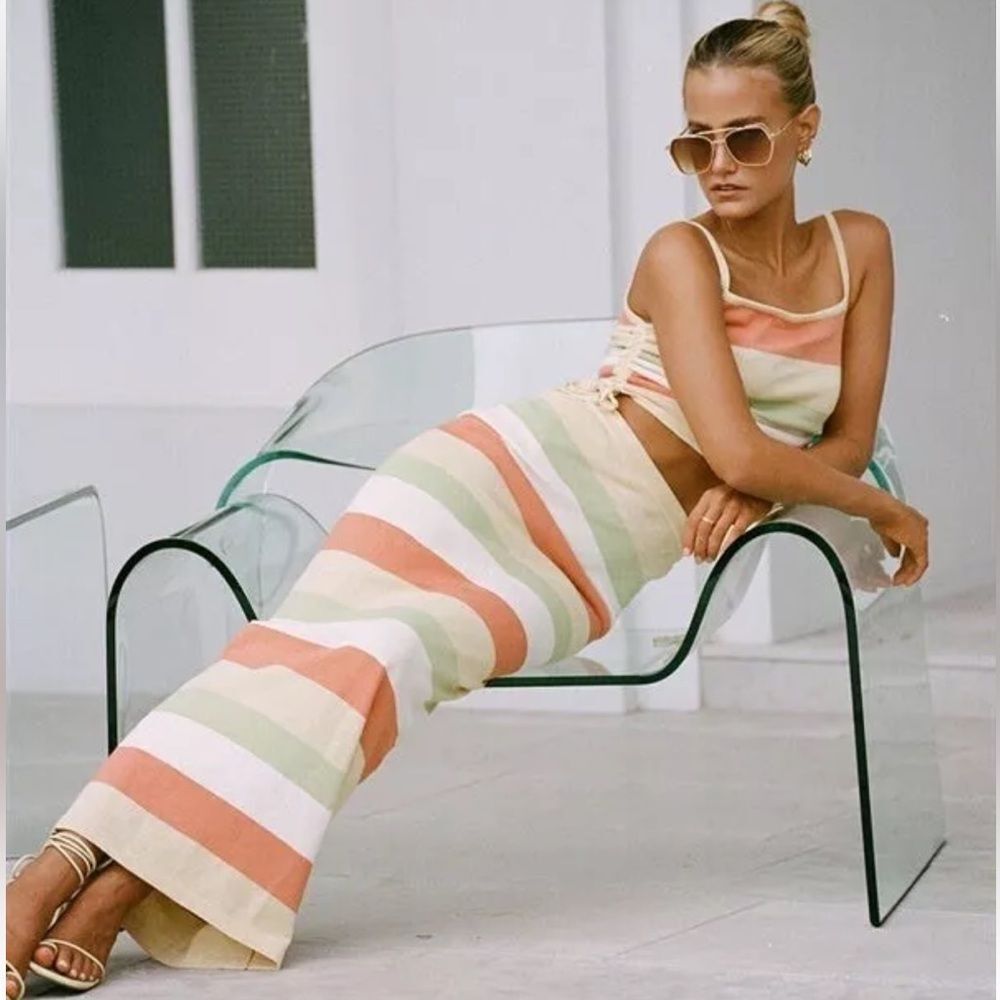 Sabo Leti Maxi Knit Skirt in Stripe in Tropical XS